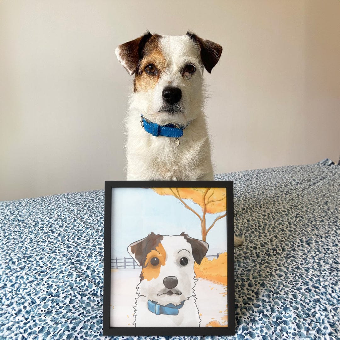 Crown and Paw - Framed Poster Watercolor Pet Portrait - One Pet, Framed Poster