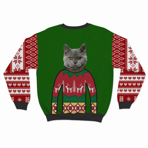 Crown and Paw - Custom Clothing Premium Christmas Sweatshirt Festive Green / Snowflakes and Hearts / S