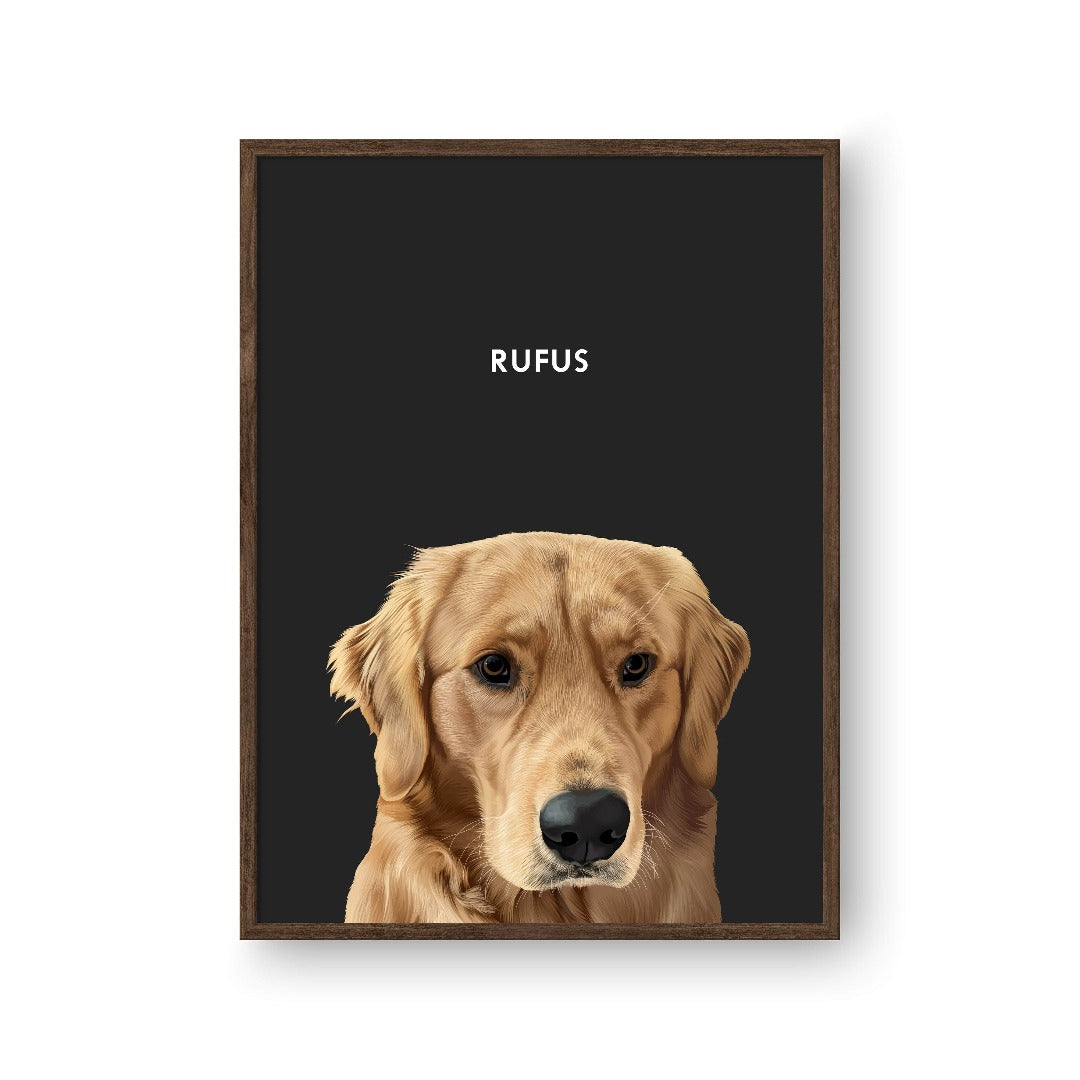 Crown and Paw - Framed Poster Modern Pet Portrait - One Pet 8" x 10" / Walnut / Charcoal