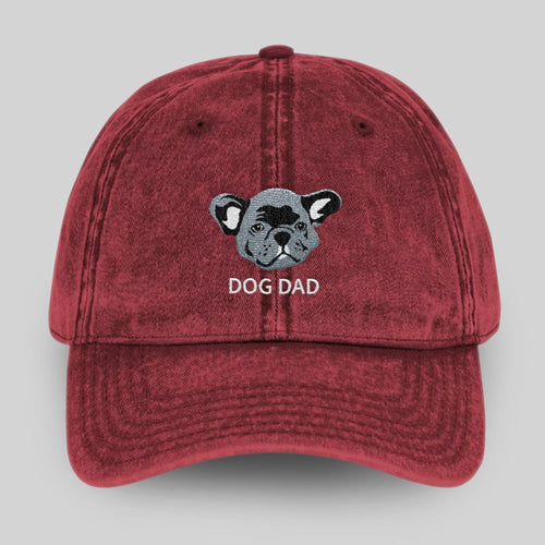 Crown and Paw - Hat Custom Pet Face Vintage Cap Maroon / Full Color