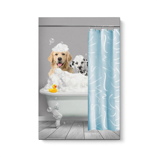 Bath Tub Pet Portrait (Two Pets) - Custom Pet Art