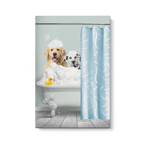 Bath Tub Pet Portrait (Two Pets) - Custom Pet Art