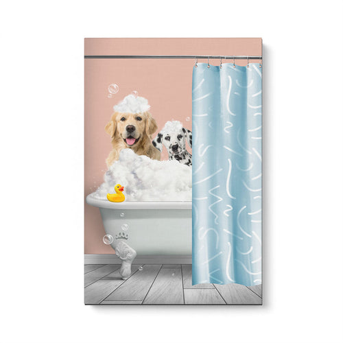 Bath Tub Pet Portrait (Two Pets) - Custom Pet Art