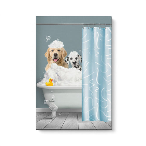 Bath Tub Pet Portrait (Two Pets) - Custom Pet Art