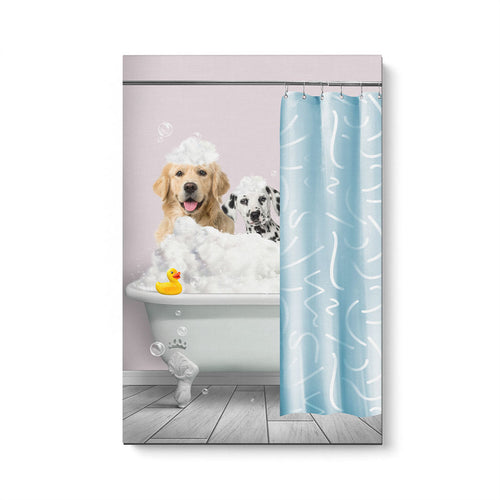 Bath Tub Pet Portrait (Two Pets) - Custom Pet Art