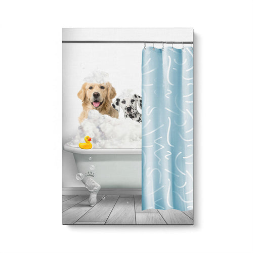 Bath Tub Pet Portrait (Two Pets) - Custom Pet Art