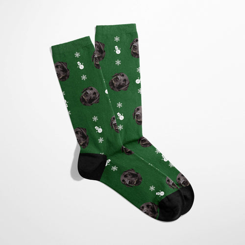 Crown and Paw - Custom Clothing Christmas Bundle: Pet Face Pattern Christmas Sweatshirt and Socks (Save $30)