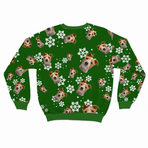 Crown and Paw - Custom Clothing Pet Face Pattern Christmas Sweatshirt