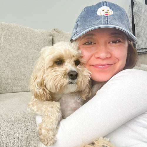 Crown and Paw - Hat Custom Pet Face Vintage Cap Navy / Full Color