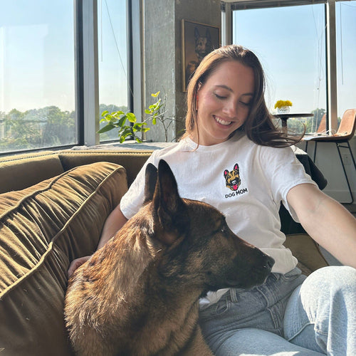 Crown and Paw - T-Shirt Custom Embroidered Pet Face T-Shirt