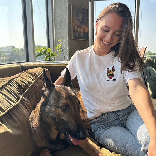 Crown and Paw - T-Shirt Custom Embroidered Pet Face T-Shirt