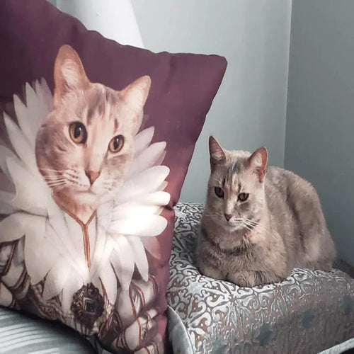Crown and Paw - Throw Pillow The Queen - Custom Throw Pillow