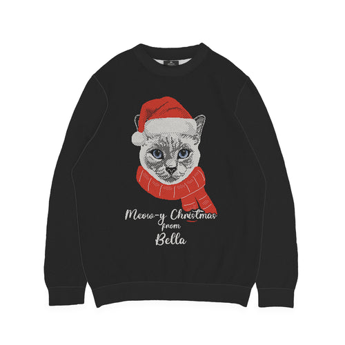 Meowy Christmas Custom Cat Sweater - Custom Christmas Knitwear