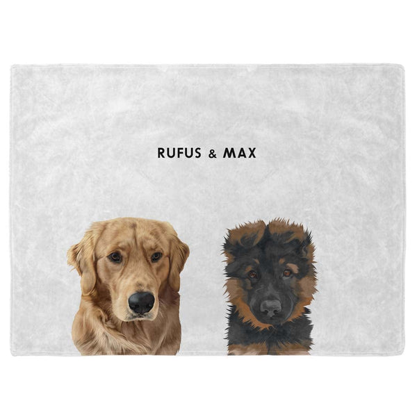 Modern Pet Face Blanket - Two Pets