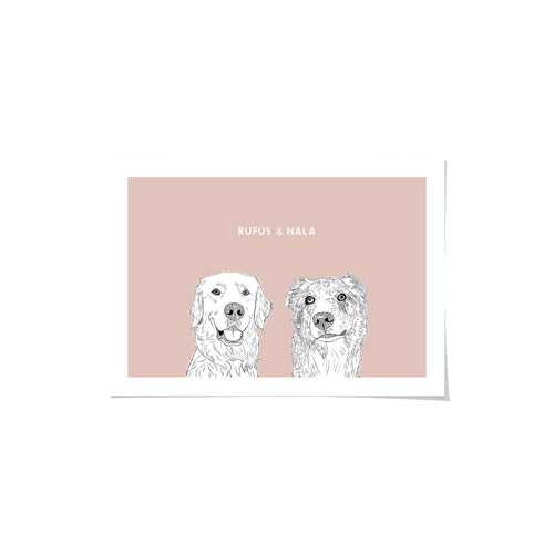 Crown and Paw - Framed Poster Illustrated Pet Portrait - Two Pets
