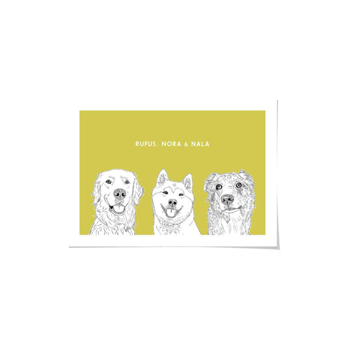 Crown and Paw - Framed Poster Illustrated Pet Portrait - Three Pets