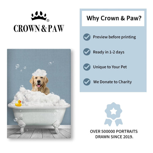 Crown and Paw - Canvas Restroom Pet Portrait - Custom Pet Art