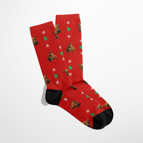 Crown and Paw - Custom Clothing Christmas Bundle: Pet Face Pattern Christmas Sweatshirt and Socks (Save $30)