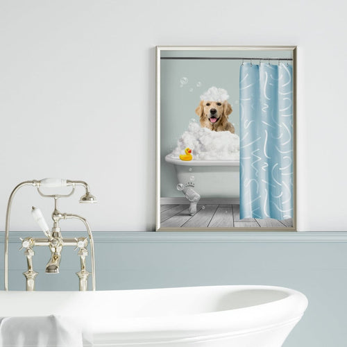 Crown and Paw - Canvas Bath Tub Pet Portrait (One Pet) - Custom Pet Art