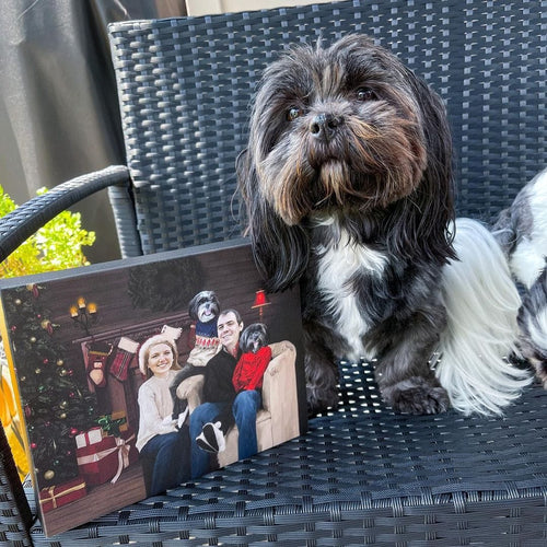 Crown and Paw - Canvas The Family Christmas (Four Pets) - Custom Pet Canvas