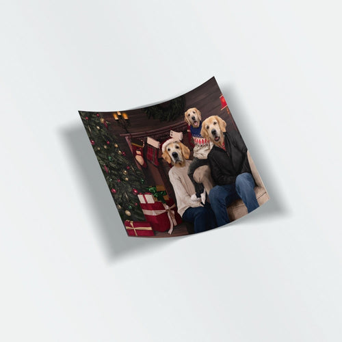 Crown and Paw - Sticker The Family Christmas (Three Pets) - Custom Stickers 3 Stickers / Family A