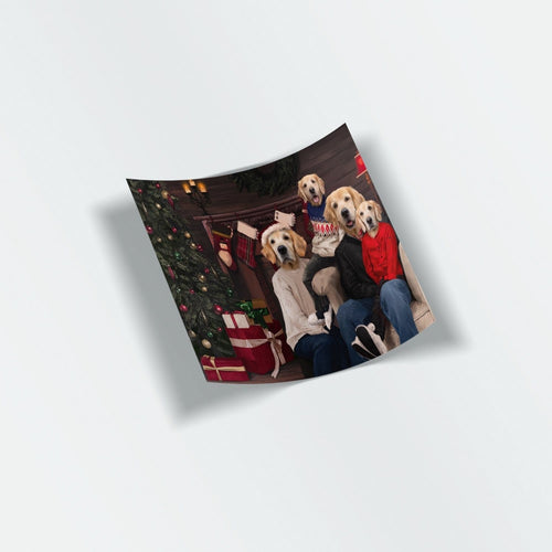 Crown and Paw - Sticker The Family Christmas (Four Pets) - Custom Stickers