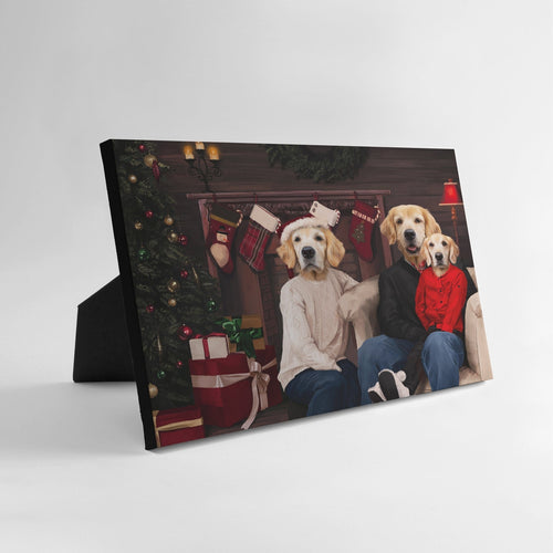 Crown and Paw - Standing Canvas The Family Christmas (Three Pets) - Custom Standing Canvas 8" x 10" / Family B
