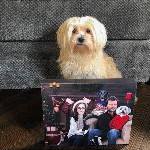 Crown and Paw - Canvas The Family Christmas (Four Pets) - Custom Pet Canvas