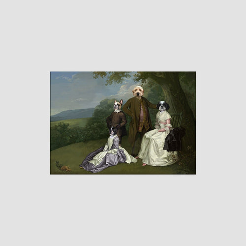 Crown and Paw - Canvas The Family Picnic (Four Pets) - Custom Pet Canvas 8" x 10" / Family K