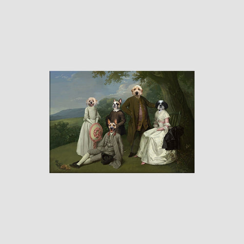 Crown and Paw - Canvas The Family Picnic (Five Pets) - Custom Pet Canvas 8" x 10" / Family D