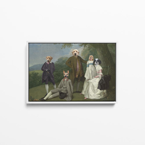 The Family Picnic (Five Pets) - Custom Pet Canvas