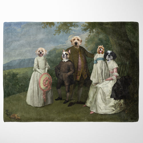 Crown and Paw - Blanket The Family Picnic (Five Pets) - Custom Pet Blanket 30" x 40" / Family B
