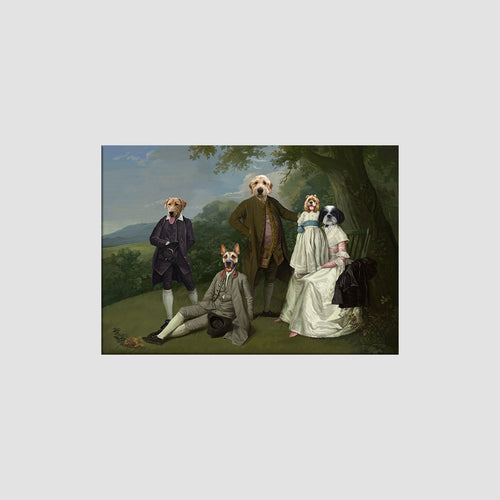 Crown and Paw - Canvas The Family Picnic (Five Pets) - Custom Pet Canvas 8" x 10" / Family E