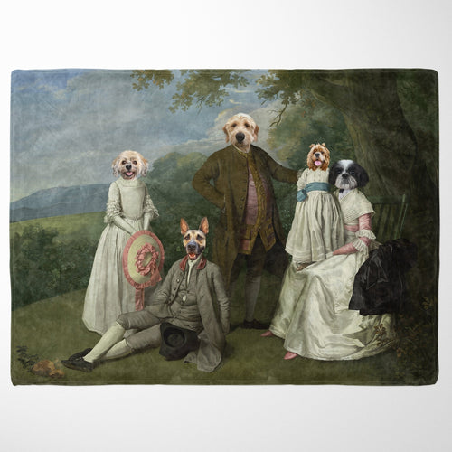 Crown and Paw - Blanket The Family Picnic (Five Pets) - Custom Pet Blanket 30" x 40" / Family F