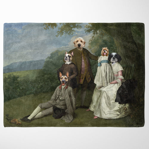 Crown and Paw - Blanket The Family Picnic (Five Pets) - Custom Pet Blanket 30" x 40" / Family G