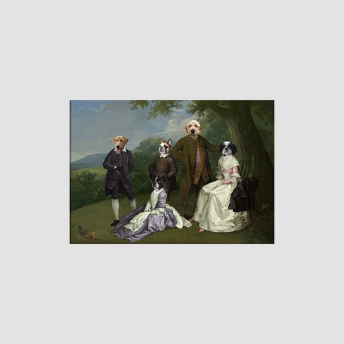 Crown and Paw - Canvas The Family Picnic (Five Pets) - Custom Pet Canvas 8" x 10" / Family H