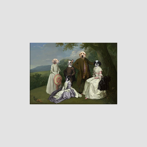Crown and Paw - Canvas The Family Picnic (Five Pets) - Custom Pet Canvas 8" x 10" / Family I