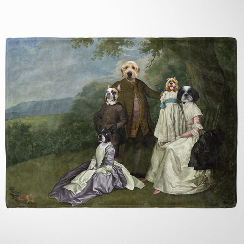 Crown and Paw - Blanket The Family Picnic (Five Pets) - Custom Pet Blanket 30" x 40" / Family J