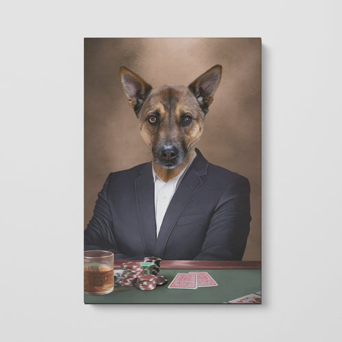 Crown and Paw - Canvas The Poker Player - Custom Pet Canvas