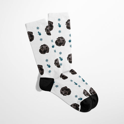 Crown and Paw - Custom Clothing Custom Christmas Pet Face Socks White / Snowman / S-M