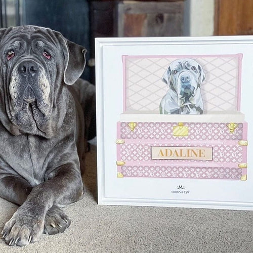 Crown and Paw - Bubblegum Pink Luxury Trunk Pet Portrait