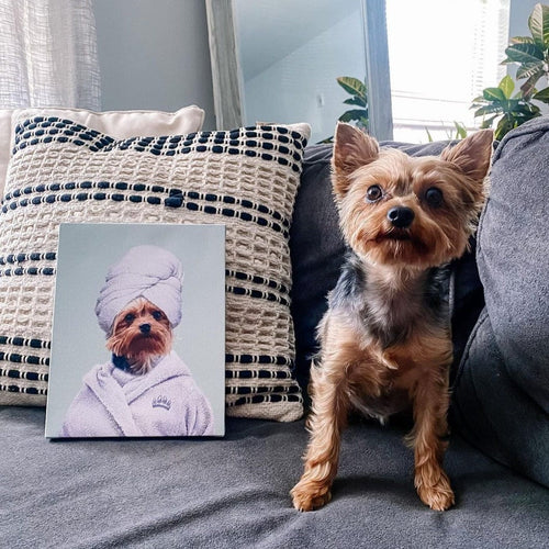 Crown and Paw - Canvas Spa Day Pet Portrait - Custom Pet Art