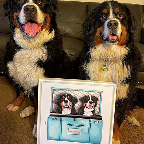 Crown and Paw - Baby Blue Luxury Trunk Pet Portrait