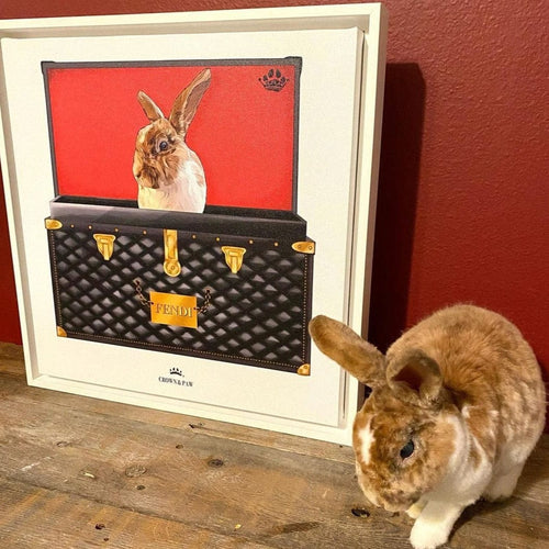 Crown and Paw - Black and Gold Luxury Trunk Pet Portrait