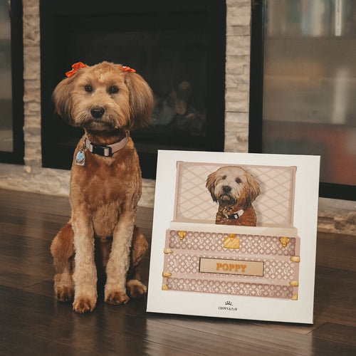 Crown and Paw - Bubblegum Pink Luxury Trunk Pet Portrait