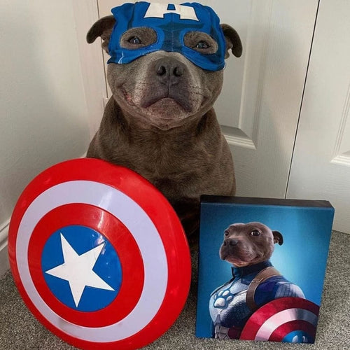 Crown and Paw - Canvas Captain Pawmerica - Custom Pet Canvas