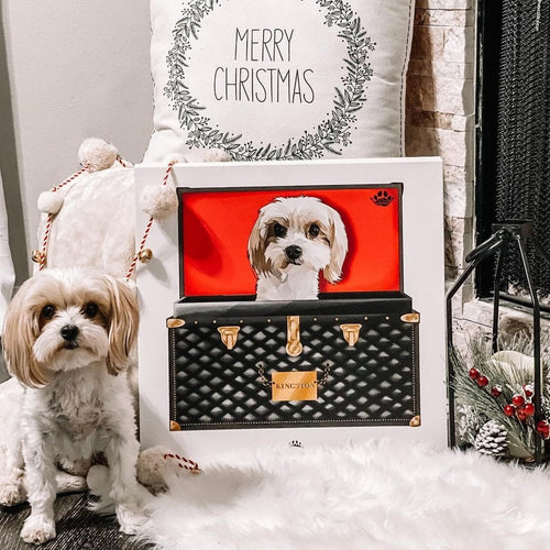 Crown and Paw - Black and Gold Luxury Trunk Pet Portrait