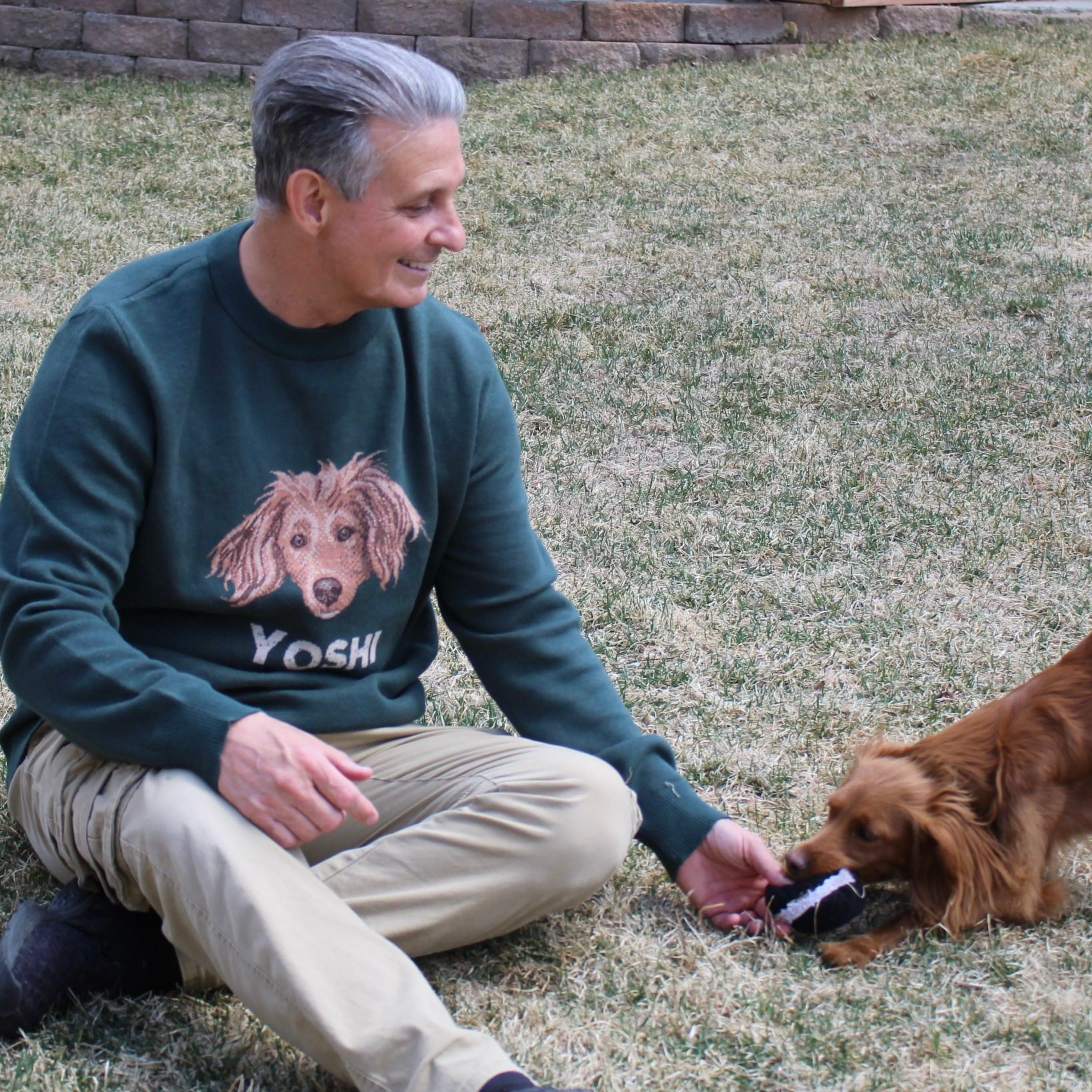Crown and Paw - Knitwear Custom Knitted Dog Dad Text and Pet Face Sweater