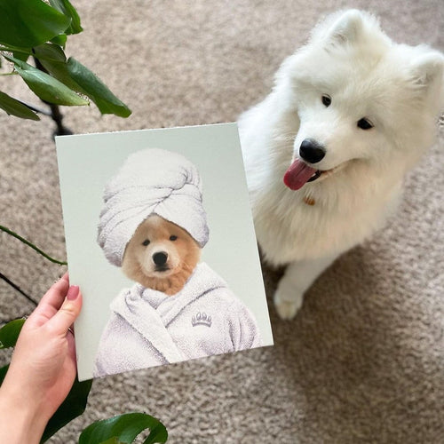 Crown and Paw - Canvas Spa Day Pet Portrait - Custom Pet Art