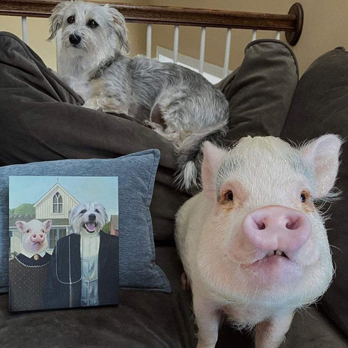 Crown and Paw - Canvas The American Gothic - Custom Pet Canvas